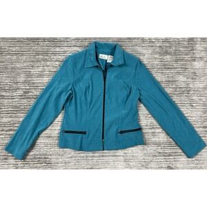 Kathie Lee Collection Jacket Womens 8 Blue Full Zip Longsleeve Pockets Casual